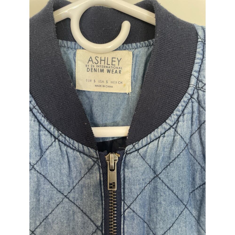 Ashley by 26 International Quilted Blue Denim Jacket Women's Small Full Zip READ - Picture 2 of 12